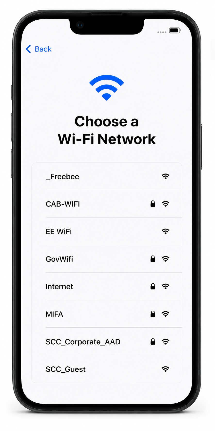 Wi-Fi setup on iPhone