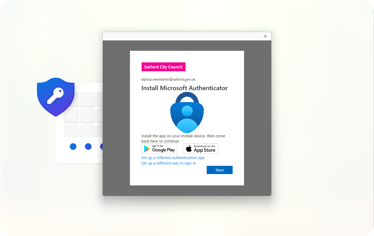 Install Microsoft Authenticator step